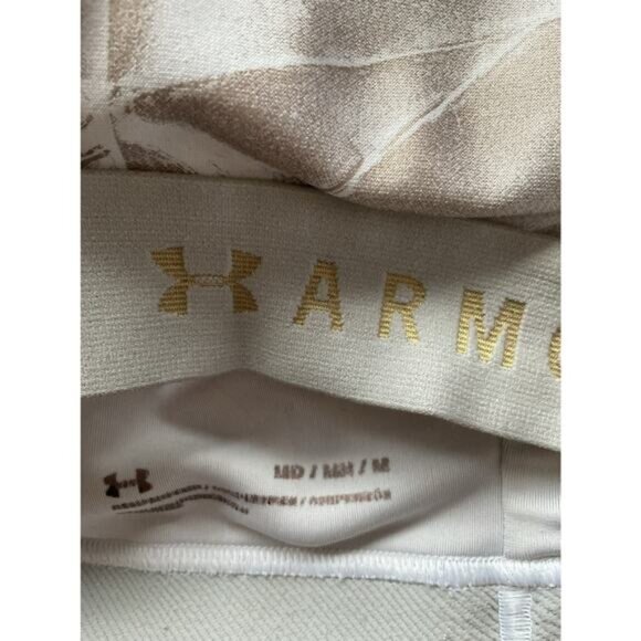 Under Armour Medium Beige Cross Back Sports Bra Moisture Wicking Workout Top - Picture 2 of 5